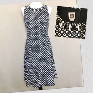 Anne Klein Embellished Black & White Knee Length Midi Dress